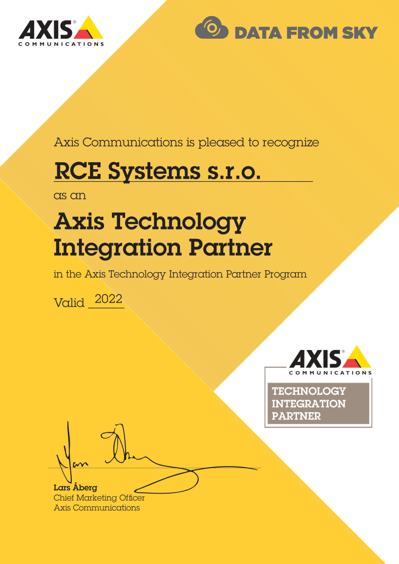 DataFromSky recognized as an official Axis Communications technology