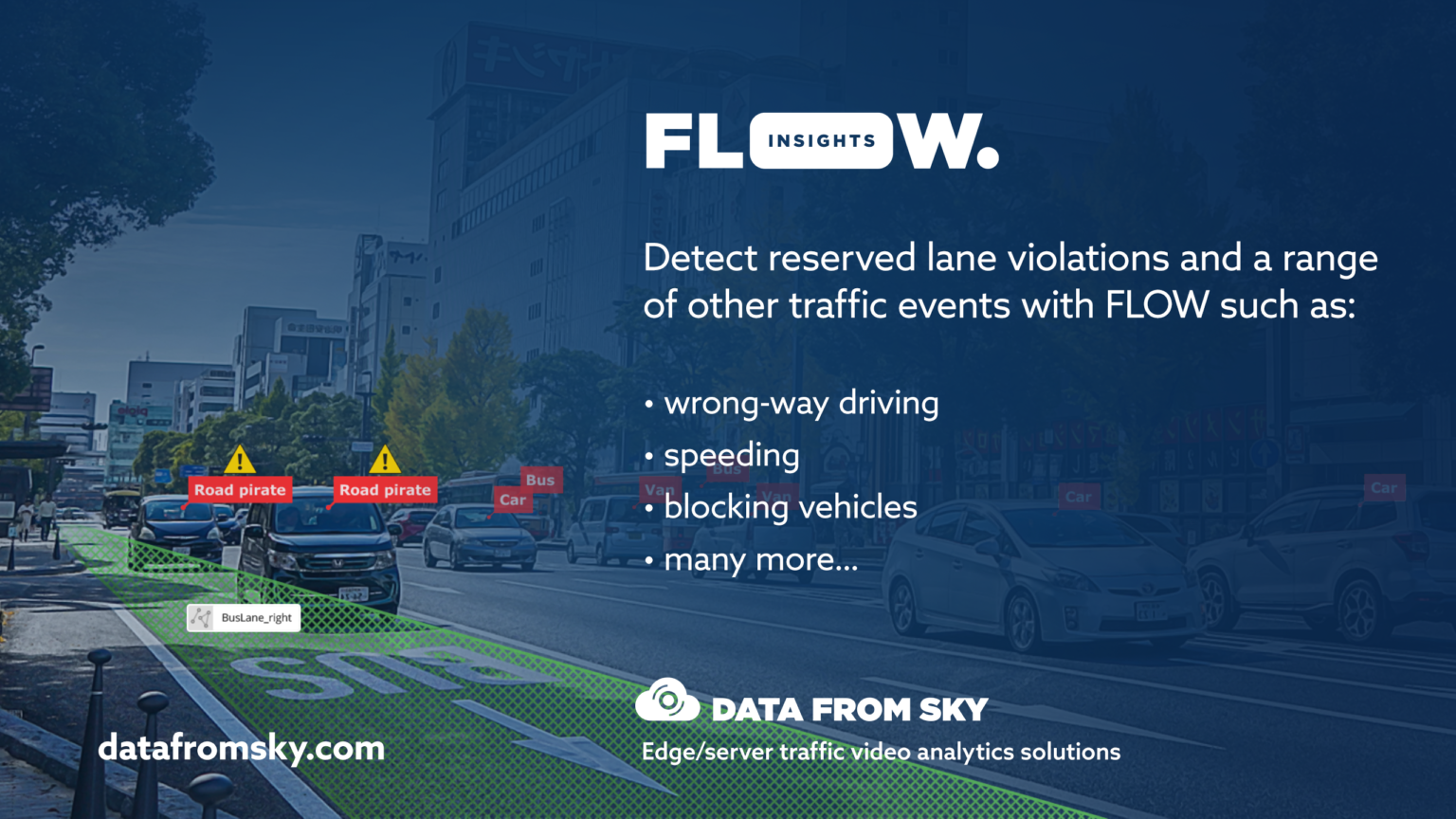 Reserved lane and other traffic violations detection with FLOW
